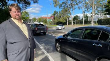 Councillor Daniel Myles at the Hawkesbury Road entrance to one of the roundabouts connecting Springwood and Winmalee. Picture by Tom Walker