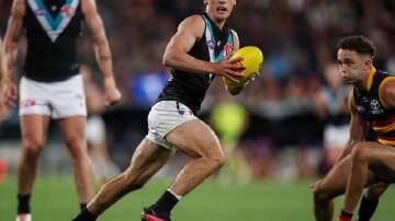 Port's Connor Rozee is set for a spell on the sidelines because of a hamstring injury. (Matt Turner/AAP PHOTOS)