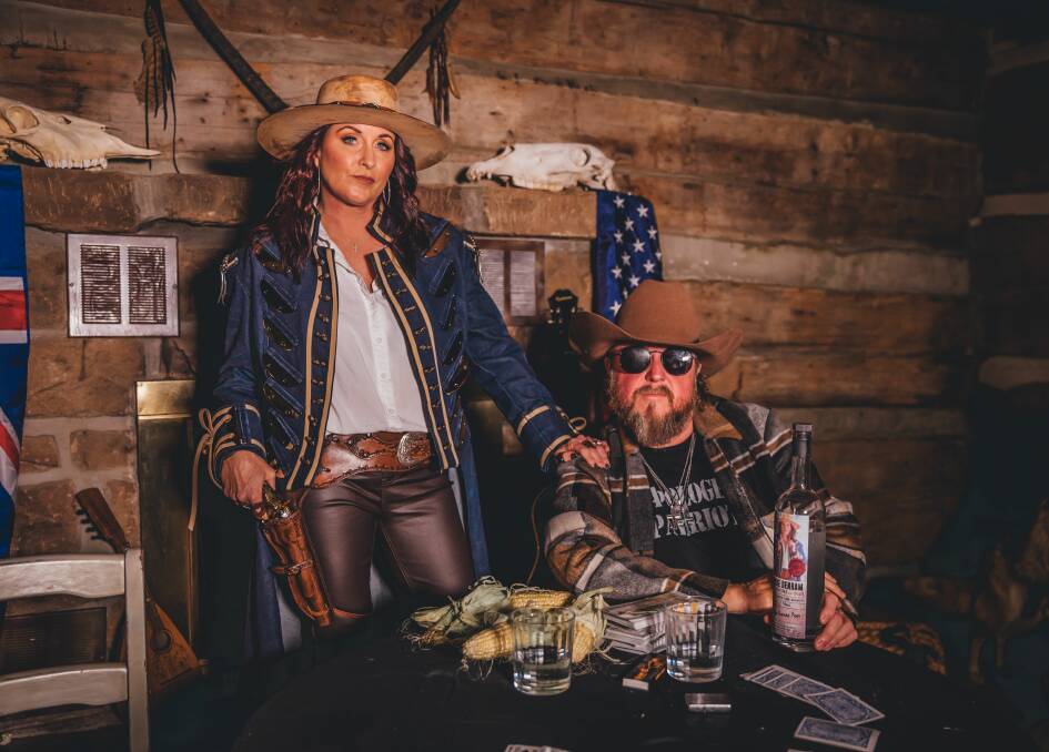 Jayne Denham and Colt Ford in their Moonshine attire. Picture supplied