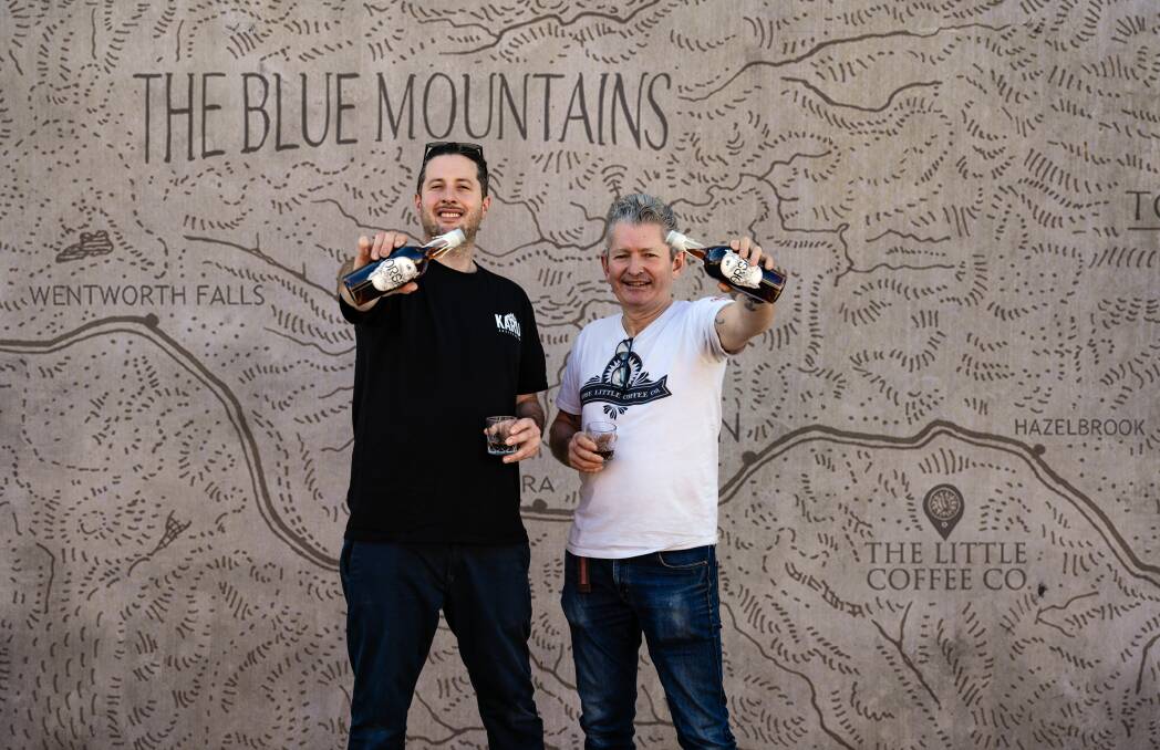 Nick Ayres of Karu Distillery with Darren Gersbach of Little Coffee Co. Picture supplied.