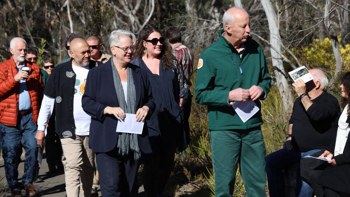 NSW Environment Minister Penny Sharpe and Blue Mountains MP Trish Doyle attend the memorial service for NPWS staff at Blackheath on July 31. Picture supplied